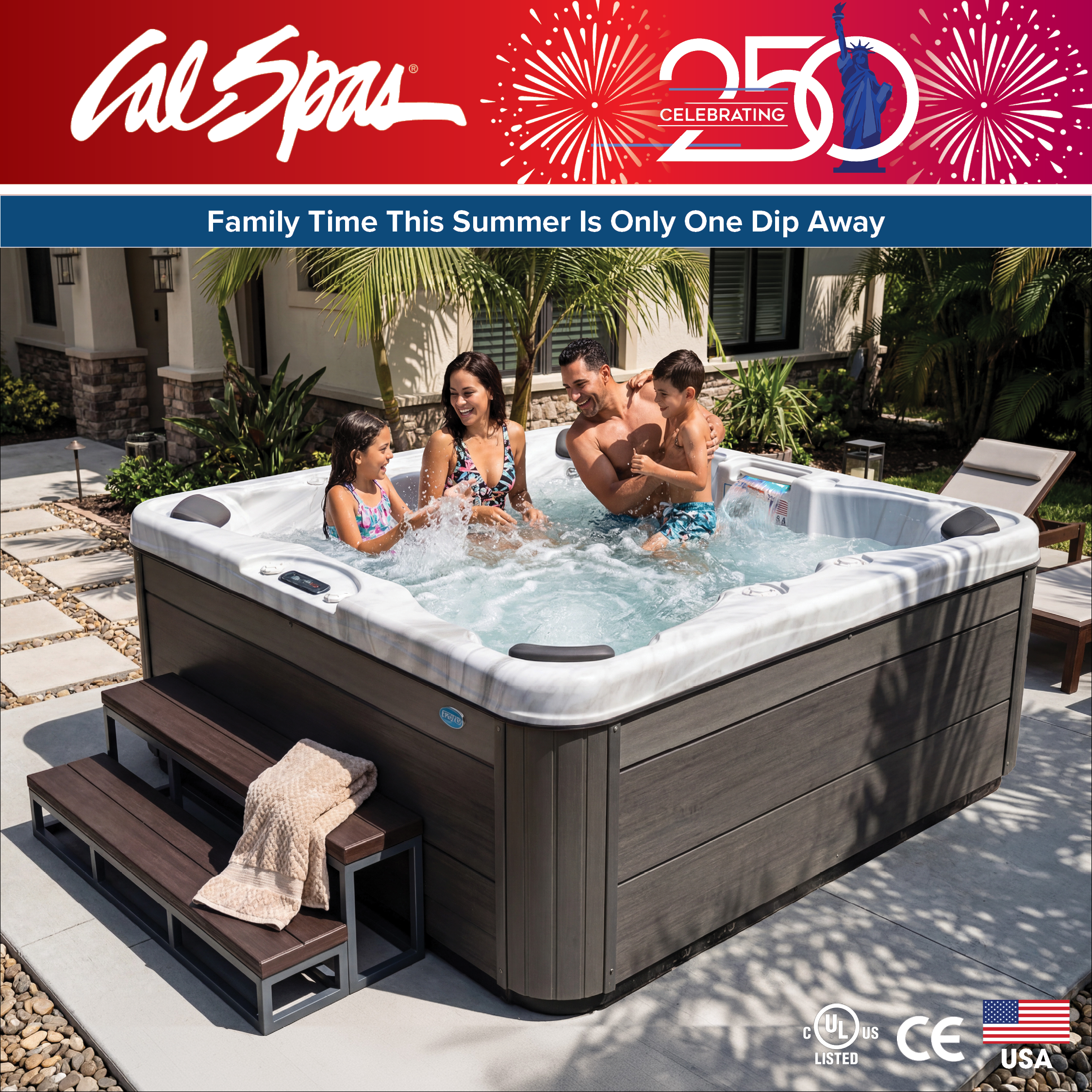 Calspas hot tub being used in a family setting - St Joseph